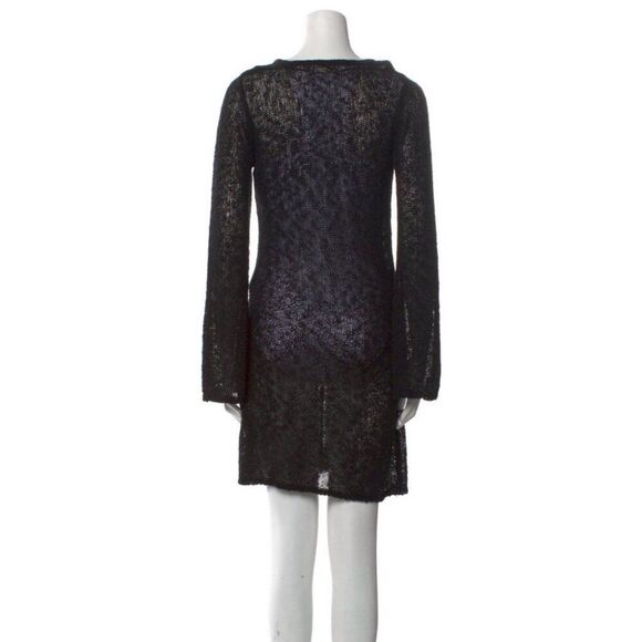 Lspace Authentic Solid Black Palisades Cover Up Long Sleeve V Neck Mini Large - Picture 8 of 12